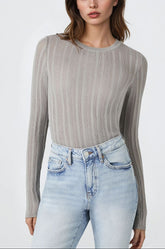 Fitted Ribbed Knit Sweater