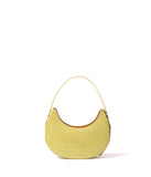 Naomi Leather Moon Bag with Croc-Embossed Pattern Green
