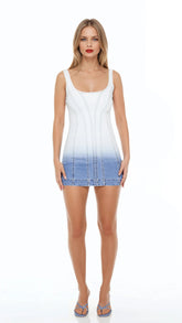 Gradient Denim Tank Mini Dress