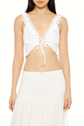 Plunging Lace-Trim Crop Top