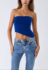 Asymmetrical-Hem Cropped Tube Top