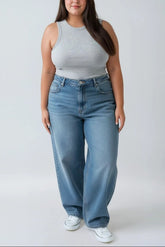 Plus Size Wide-Leg Denim Jeans