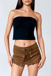 Faux Suede Studded Skort