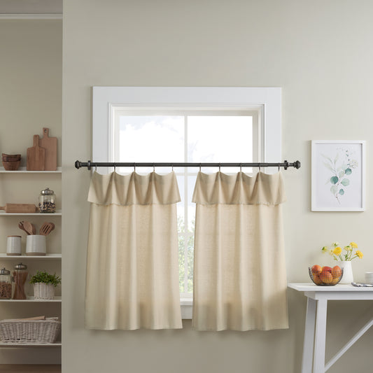 Farmhouse Drop Cloth Tier Curtain Panel Pair with Valance