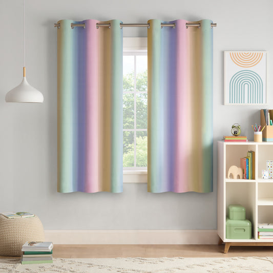 Kids Rainbow Ombre 100% Blackout Curtain Panel