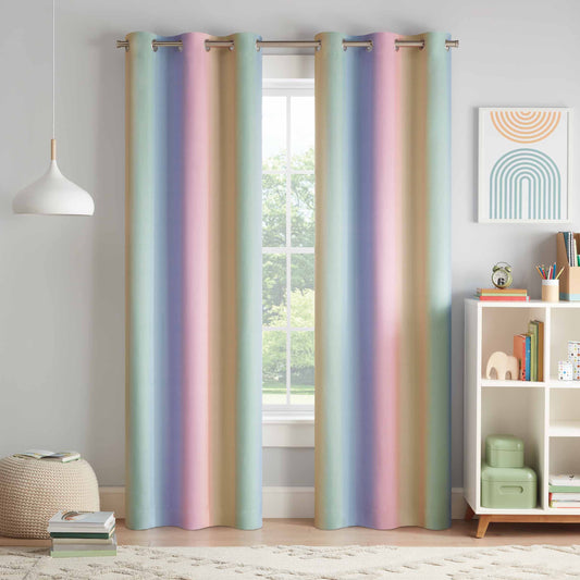 Kids Rainbow Ombre 100% Blackout Curtain Panel