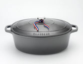 French Enameled Cast Iron Oval Dutch Oven, 4.2-Quart, Caviar Grey