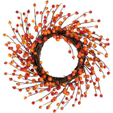 Orange Berries and Twig Artificial Fall Harvest Wreath 14- Inch  Unlit