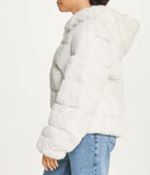Short Faux Fur With Hood Ivory