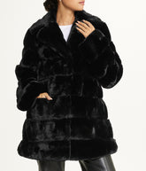 Faux Fur With Lapel Collar Black