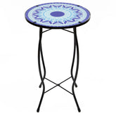 19" Blue Sun Mosaic Glass Patio Side Table
