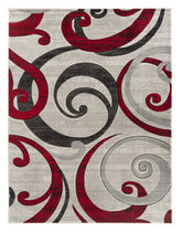 Red Swirls Hand-Carved Soft Living Room Area Rug by Homemartgoods