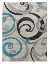 Turquoise Swirls Hand-Carved Soft Living Room Area Rug by Homemartgoods