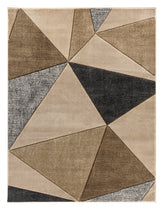 Beige Grey Geometric Triangles Hand-Carved Soft Living Room Area Rug by Homemartgoods