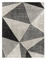 Silver Grey Geometric Triangles Hand-Carved Soft Living Room Area Rug by Homemartgoods