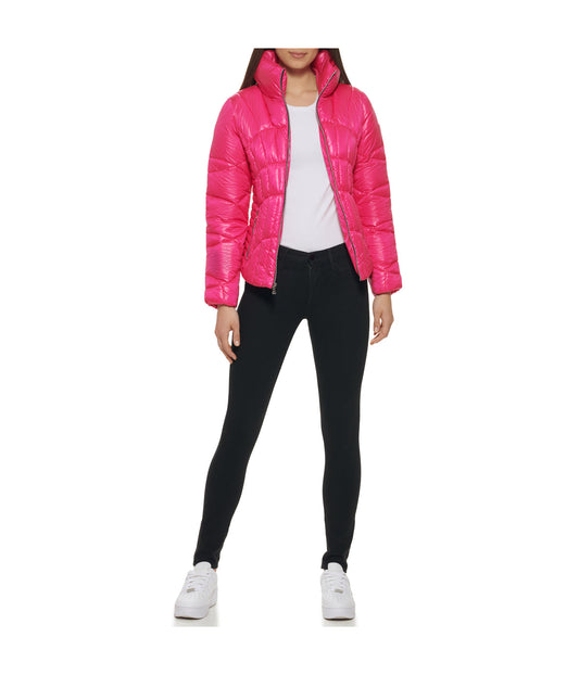 Quilted Puffer Jacket Hot Pink