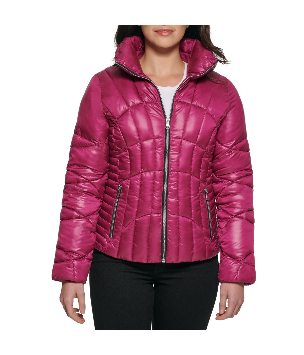 Quilted Puffer Jacket Magenta