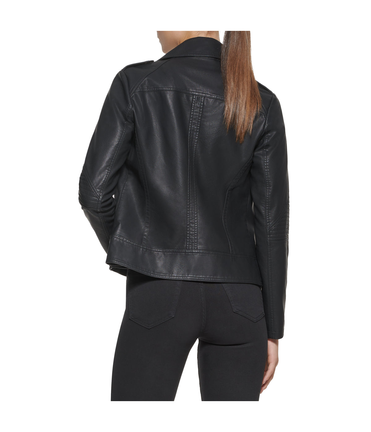Faux Leather Asymmetrical Moto Jacket Black