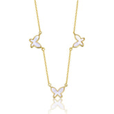 GiGiGirl Kids 14k Gold Plated Mother of Pearl Triple Charm Butterfly Necklace
