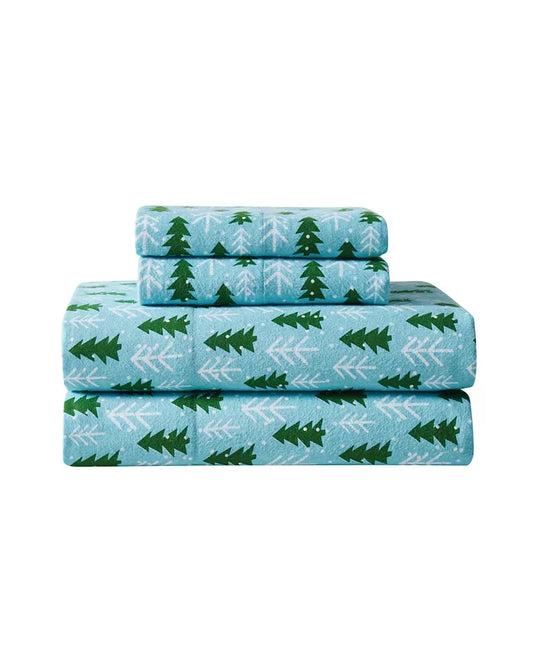 Holiday Flannel Winter Trees Sheet Set