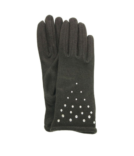 Gloves With Crystal Stones Chocolate
