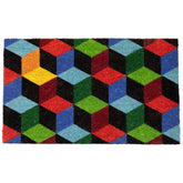 Red and Green 3D Cube Design Rectangular Outdoor Doormat 29" X 18"