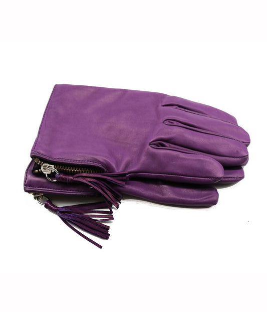 Leather Gloves With Zipper And Tassle Iris