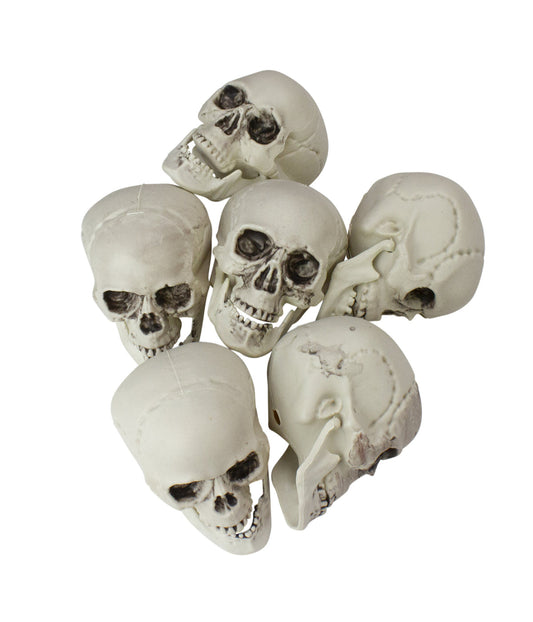 Skull Head Halloween Decorations Set of 6