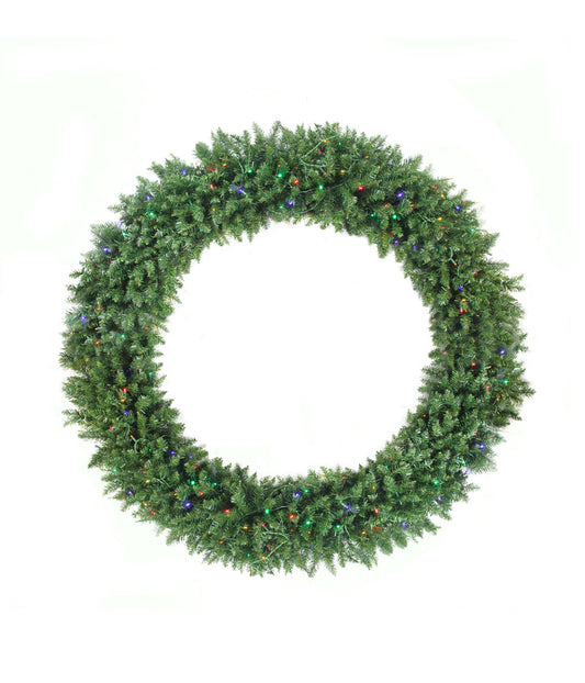Buffalo Fir Commercial Artificial Christmas Wreath with Pre-Lit Multi LED Lights, 5'