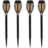 Set of 4 Black Solar Powered LED Pathway Markers  19.75"