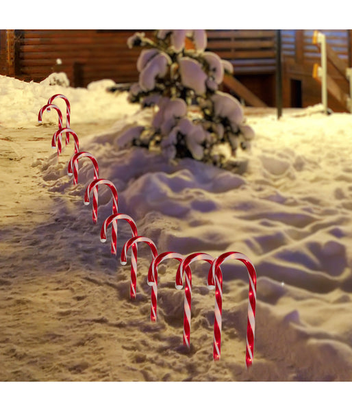 Candy Cane Lighted Outdoor Christmas Pathway Markers Set Of 10 12 Bonton 9356