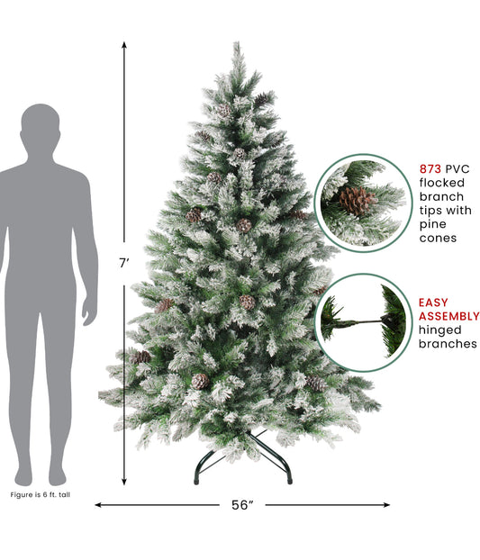 Flocked Angel Pine Artificial Christmas Tree, 7'