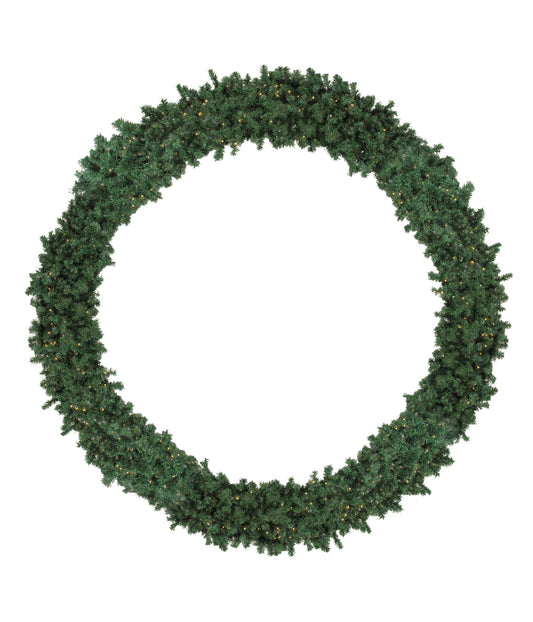 High Sierra Pine Artificial Christmas Wreathwith Pre-Lit Warm White Lights, 12ft