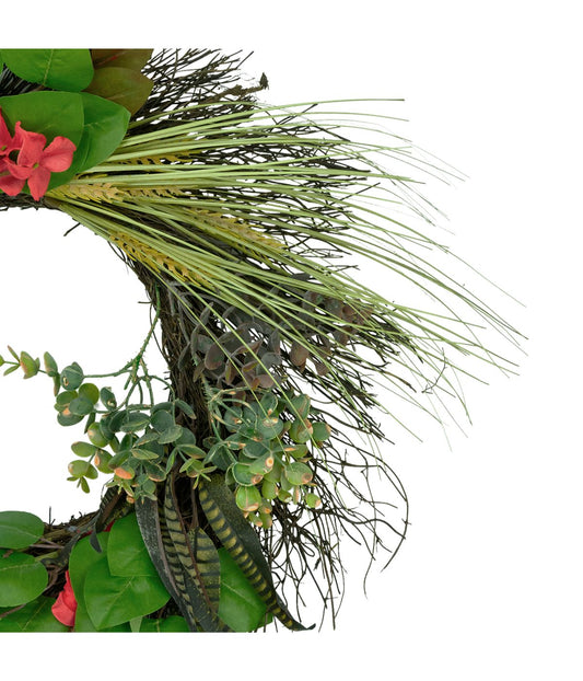 Wheat, Eucalyptus and Twig Artificial Wreath Green