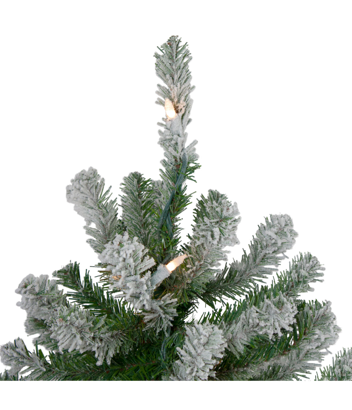 Slim Flocked Alpine Artificial Christmas Trees with Pre-Lit Clear Lights Set of 3, 5'