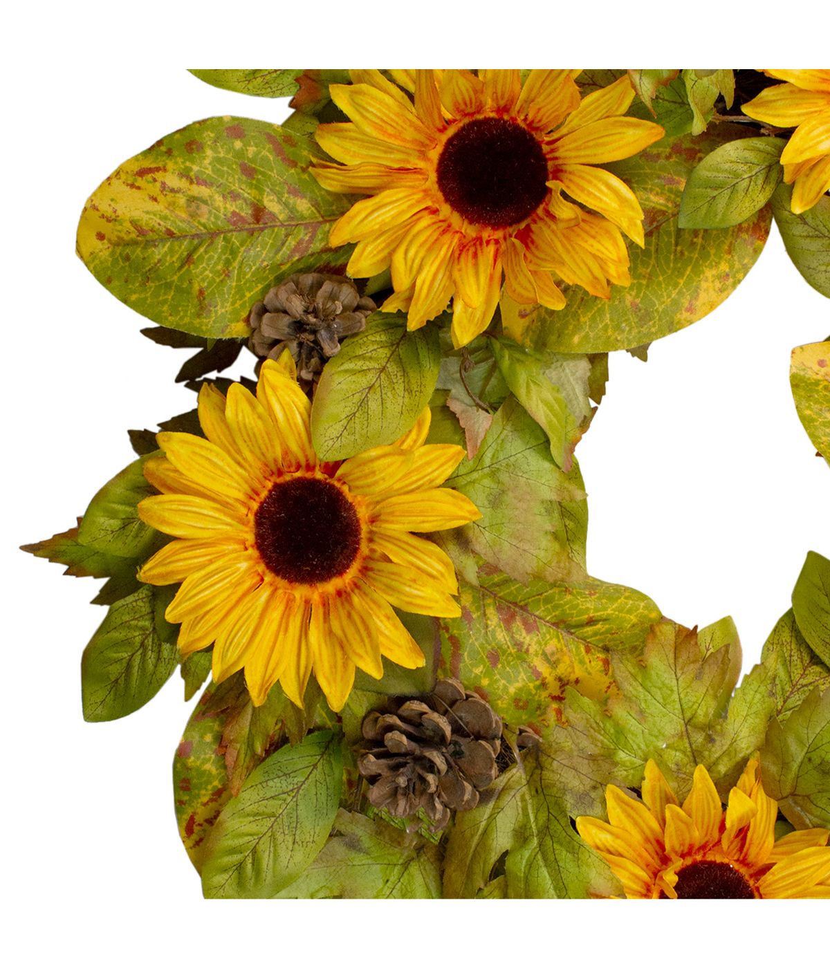 Yellow Sunflower and Pine Cone Artificial Fall Harvest Wreath Yellow