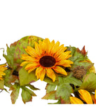 Yellow Sunflower and Pine Cone Artificial Fall Harvest Wreath Yellow
