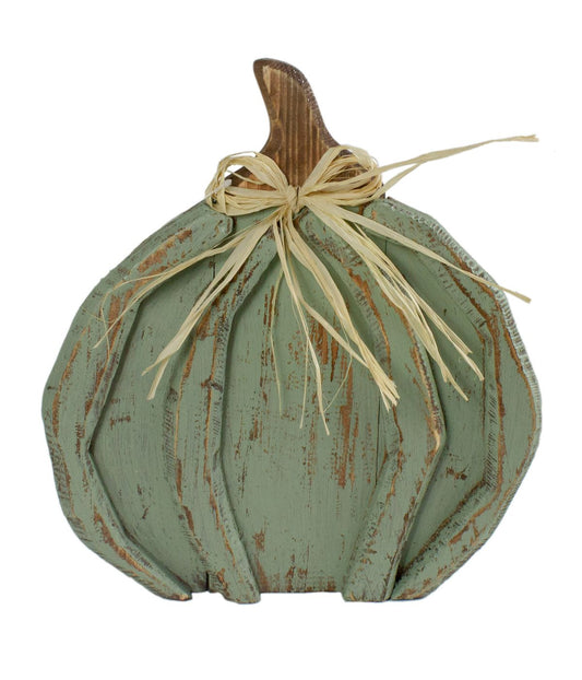 Weathered Fall Harvest Pumpkin Table Decoration Green
