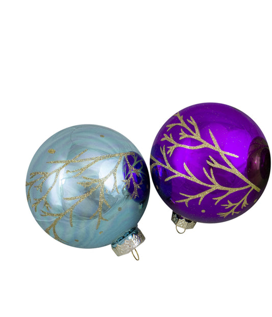 Multi-Color Shiny Glass Ball Christmas Ornaments Set of 4