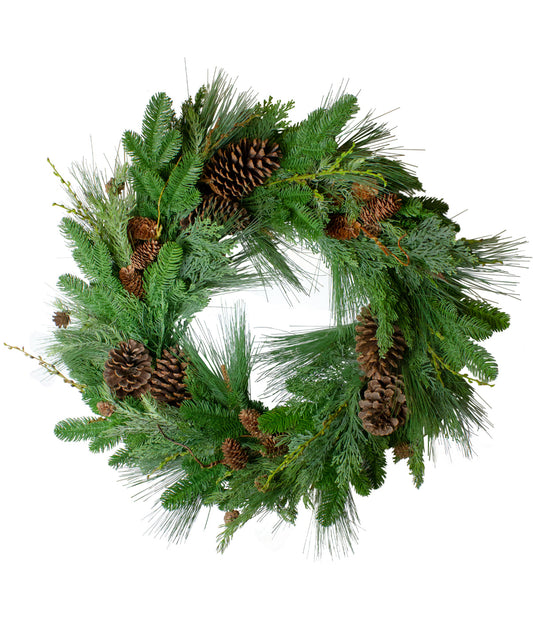 Pine Cone and Cedar Artificial Christmas Wreath, 32"