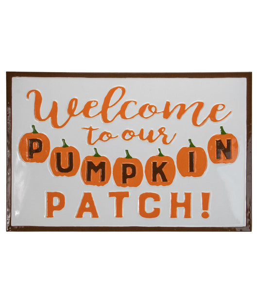 "Welcome To Our Pumpkin Patch!" Autumn Metal Wall Decor White