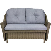46" Taupe Gray Resin Wicker Deep Seated Double Glider With Gray Cushions