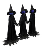 Lighted Faceless Witch Trio Outdoor Halloween Stakes