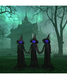Lighted Faceless Witch Trio Outdoor Halloween Stakes