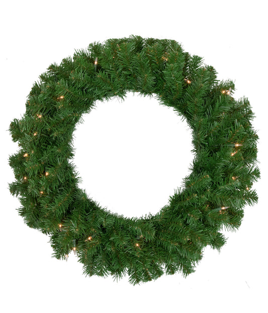 Dorchester Pine Artificial Christmas Wreath with Pre-Lit Clear Lights, 24"