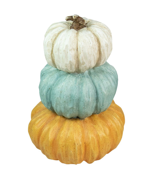 Triple Stacked Pumpkins Thanksgiving Tabletop Decor Orange
