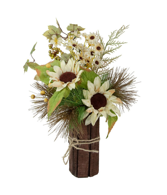 Sunflowers and Berries Artificial Fall Harvest Floral Decoration White