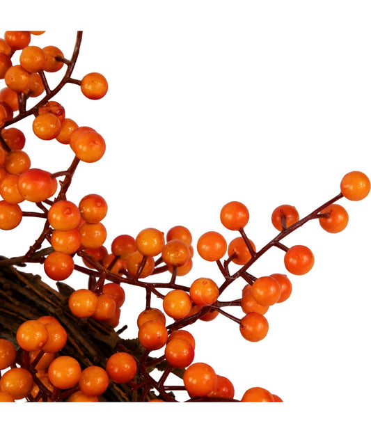 Red and Orange Berries Artifical Fall Harvest Twig Wreath Red