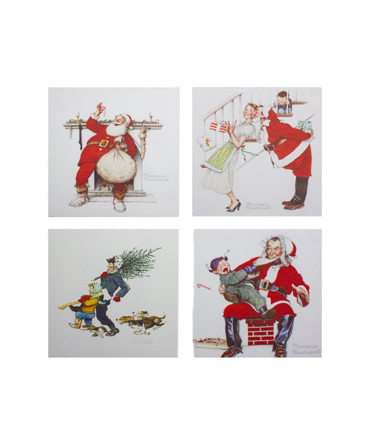 Classic Norman Rockwell Christmas Canvas Prints Set of 4