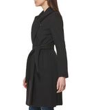Long Wool Blend Coat With Tie Black